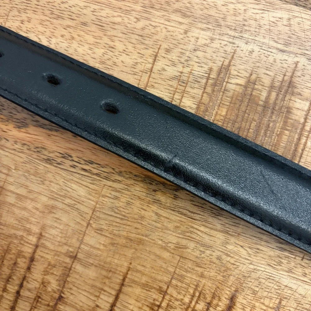 Mens Aniline Leather Dress Belt 36 Black Gold Buckle Made USA Cashmere Cowhide